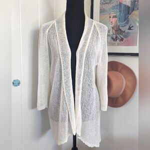 Eileen Fisher White Linen Knit Open Weave sz MD EUC